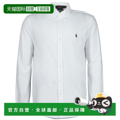 欧洲直邮Ralph Lauren男装白色纽扣领衬衫商务通勤长袖上衣2026款