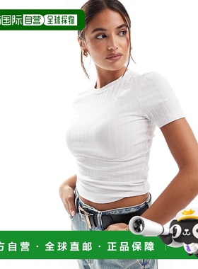 香港直邮ASOS 女士 设计修身罗纹T恤(白色) white白色 舒适时尚