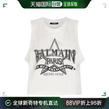 白色黑色棉质上衣 巴尔曼 CF1EA025GD29 女士 香港直邮Balmain