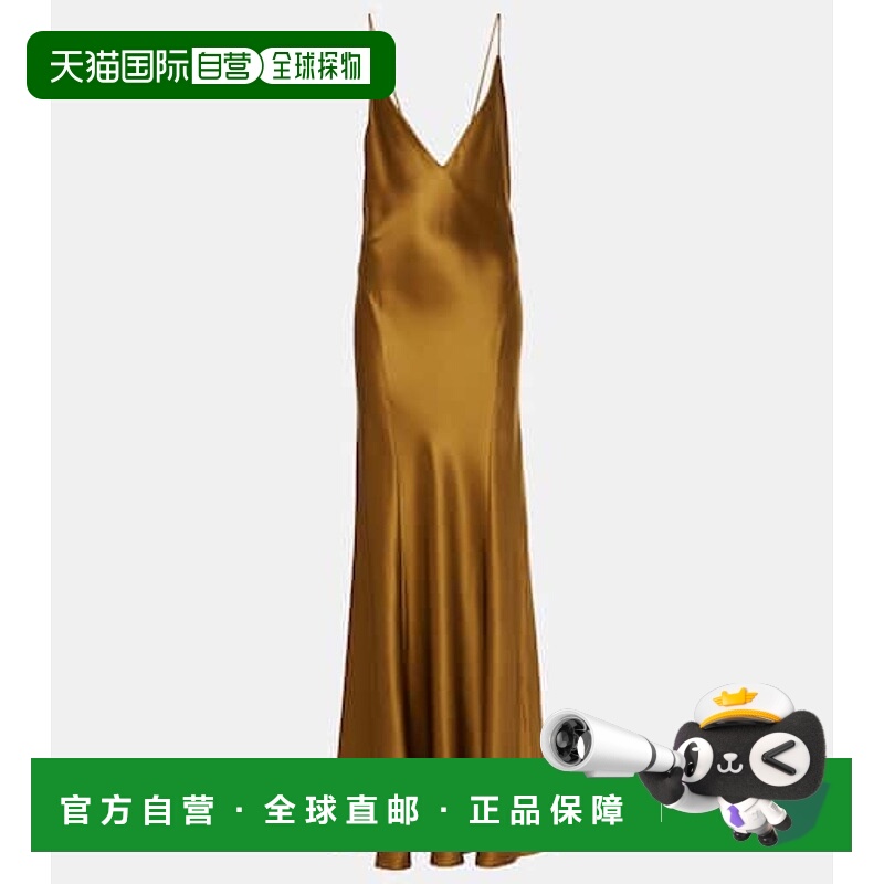 香港直邮Saint Laurent 圣罗兰 女士 缎面长款连衣裙长裙