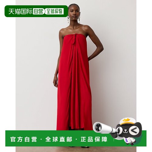 自营欧洲直邮Ralph Lauren拉夫劳伦 Brittani女士鲜红色缎面晚礼