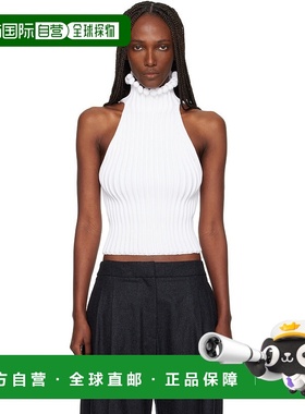 1h可退 香港直邮alaia 女士 白色 Ribbed Knit Curled Trimmed Ha