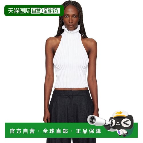 1h可退 香港直邮alaia 女士 白色 Ribbed Knit Curled Trimmed Ha