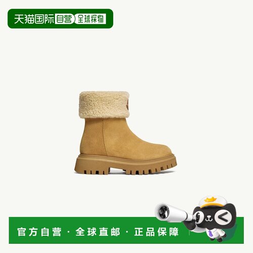 欧洲直邮MONCLER盟可睐 Petit Aurea女孩米色绒面革中筒靴