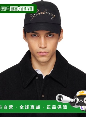 香港直邮Burberry 巴宝莉 男士 黑色 Check Cursive Logo Gabardi