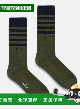 自营欧洲直邮Hogan 绿色袜子中筒袜半筒袜