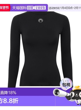 香港直邮Marine Serre Moon Logo StraSS 长袖高领T恤 WTS005ACJE