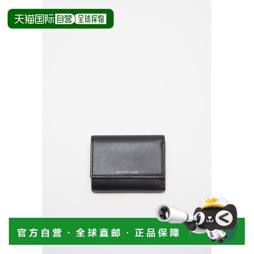 自营欧洲直邮Acne Studios FW25女士黑色小牛皮三折钱包