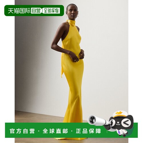 自营欧洲直邮Ralph Lauren拉夫劳伦 女士黄色醋酸纤维弹力缎面晚