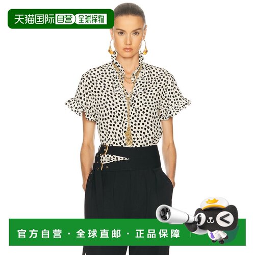 1h可退 美国直邮Chloe 蔻依 女士 前襟皱褶短袖上衣 26SHT33