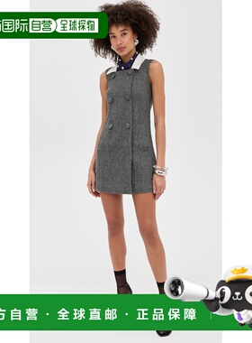 1h可退 香港直邮Self-Portrait 女士 灰色人字纹围巾领迷你连衣裙