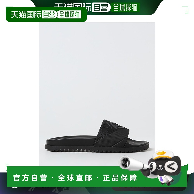 1h可退 香港直邮Fendi 芬迪 男士 LOGO凉拖 7X1377ABO2 black黑色