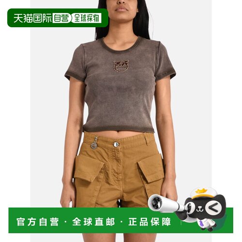 香港直邮PINKO 女士T恤 107311A3H5L72 SS2026 棕色 PINKO GIN LE