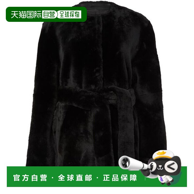 自营欧洲直邮Toteme Outerwear女士黑色羊羔皮皮草感夹克外套