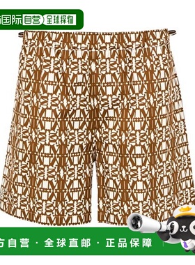 自营欧洲直邮MAXMARA麦丝玛拉 Taiga女士棕色棉印花M字母弹性低腰