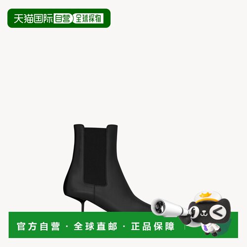 自营欧洲直邮YSL圣罗兰 VICTOIRE女士黑色光滑皮革切尔西踝靴女靴