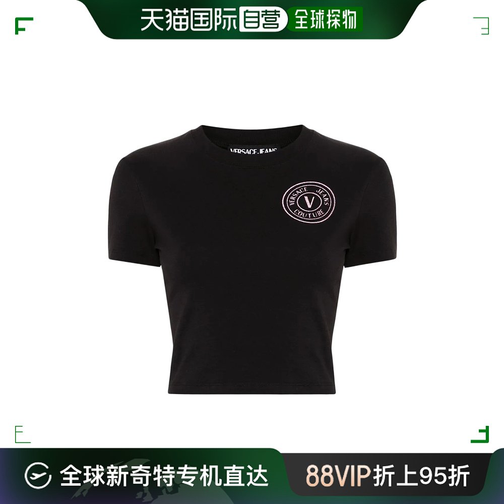 香港直邮Versace Jeans V字徽章亮片T恤 76HAHG06CJ02G 女装/女士精品 T恤 原图主图