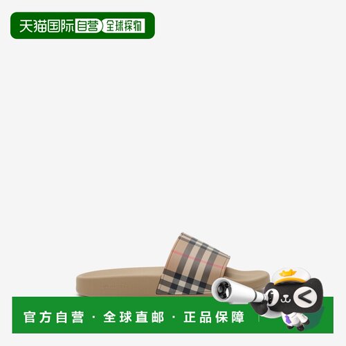 自营欧洲直邮Burberry博柏利 Check女士米色聚氨酯格纹凉拖