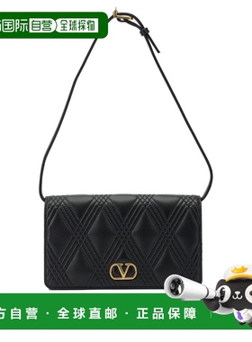 1h可退 香港直邮valentino 华伦天奴 女士 黑色皮革斜挎包 7W2P0A