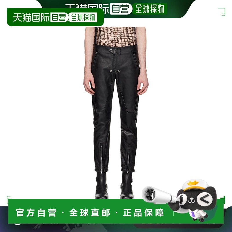 香港直邮Rick Owens 瑞克 欧文斯 男士 黑色 Luxor 皮革长裤 RU01