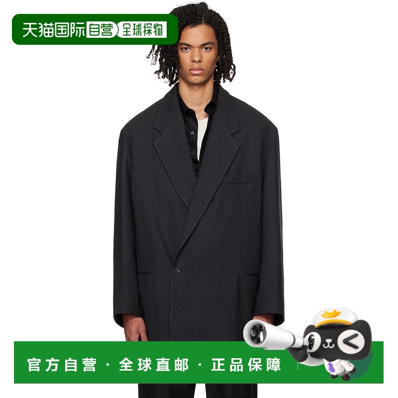 香港直邮Lemaire 男士 灰色 Short Maxi Double Breasted 大衣 CO