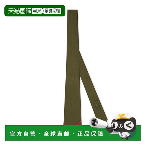 自营欧洲直邮GUCCI古驰 男士橄榄绿真丝提花Web条纹细节领带