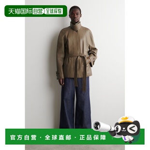 自营欧洲直邮COS 女士蓝色棉麻可调节腰围阔腿裤亚麻裤子女装