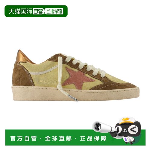 1h可退 香港直邮GOLDEN GOOSE 女士 BALL 星星皮质黄色运动鞋 GWF