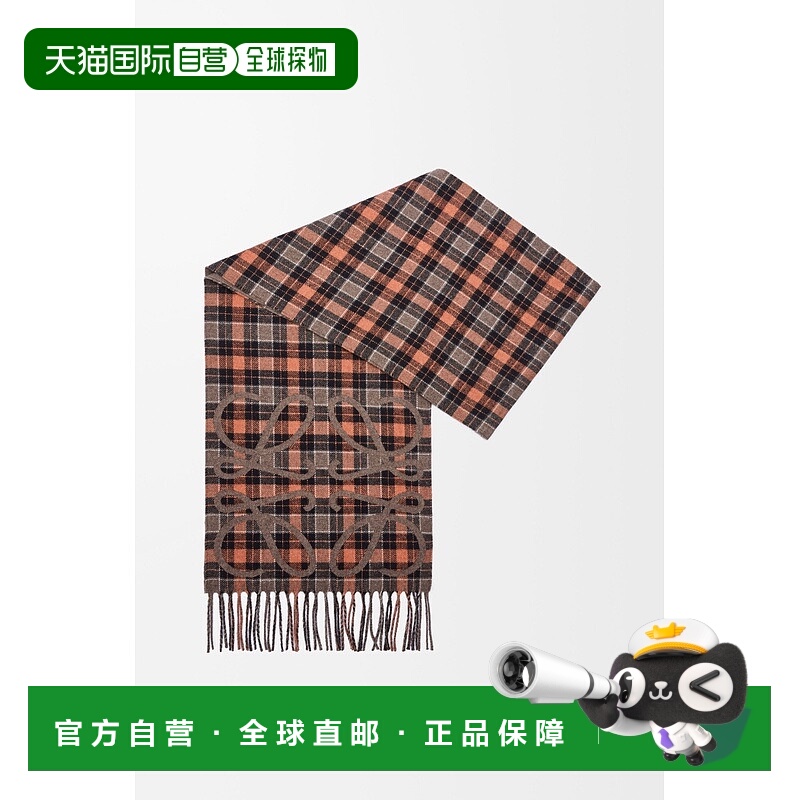 自营1h可退 欧洲直邮Loewe罗意威 Anagram系列女士棕色真丝格纹图