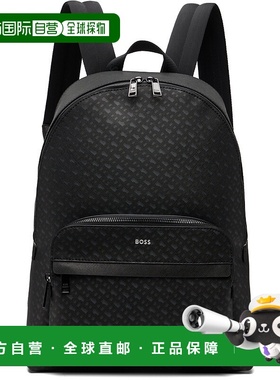 香港直邮BOSS 波士 男士 黑色 Monogram Foil Embossed Logo 双肩