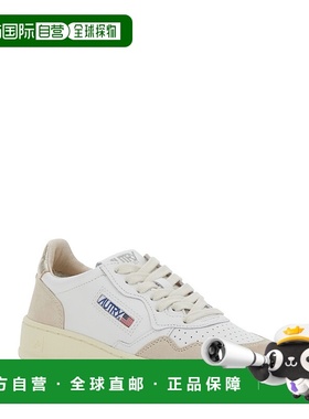香港直邮AUTRY 女士 'Medalist' Blend 白色低帮带Logo拼接鞋舌侧