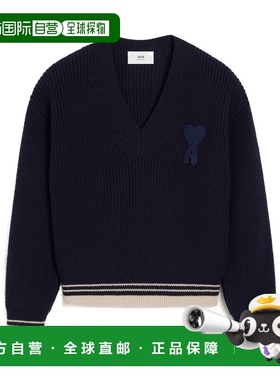 1h可退 香港直邮Ami Paris 罗纹 V 领毛衣 UKS268KN0068.