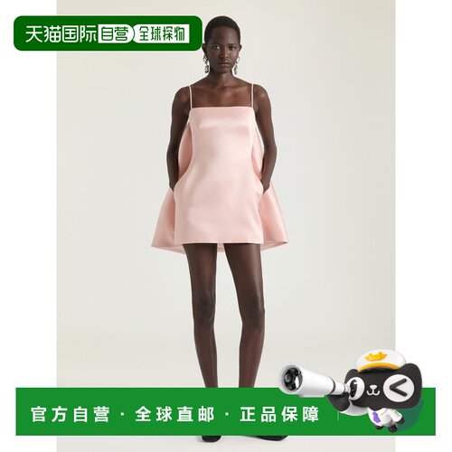 自营欧洲直邮Givenchy纪梵希 女士丝绸粉色缎面方领斗篷迷你连衣