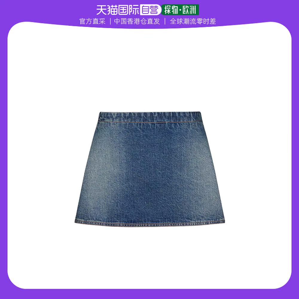 香港直邮Alaia 牛仔迷你半身裙 AA9J04554T536