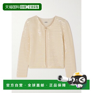 香港直邮Bode 女士 珠片精饰羊毛针织开衫 WRF25KT008IVORY