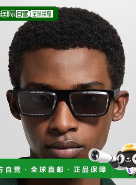 自营欧洲直邮LV路易威登 男士黑色醋酸纤维方形太阳镜
