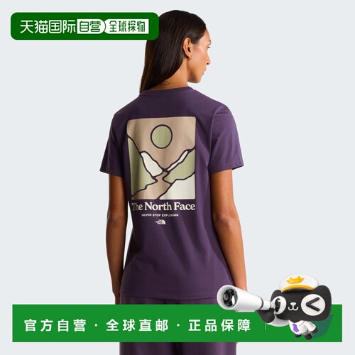 自营欧洲直邮The North Face北面 Monte女士午夜紫棉质印花标准T