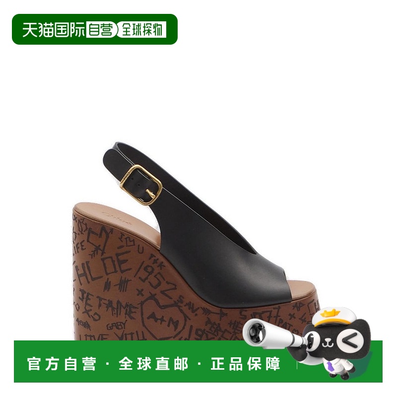 1h可退 香港直邮Chloe 蔻依 女士 露趾坡跟凉鞋 C25U09ZLU