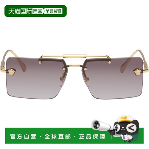 1h可退 香港直邮versace 范思哲 男士 金色 Medusa 太阳镜 0VE224