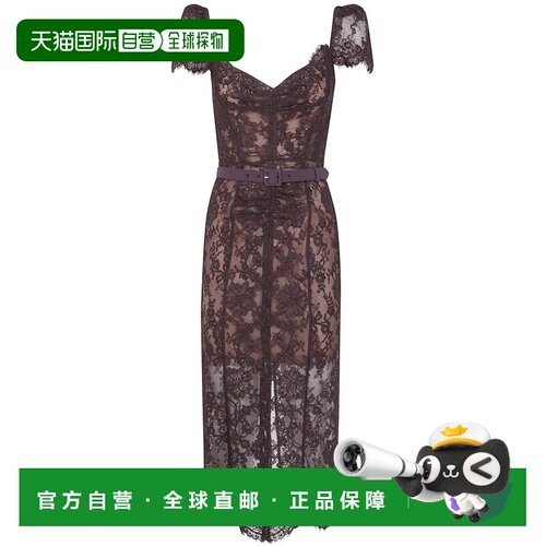 香港直邮Self-Portrait 女士 花朵蕾丝中长连衣裙 PF26099MABROWN