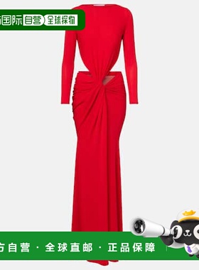 1h可退 香港直邮ALEX PERRY 女士 crêpe 褶皱针织睡裙 red红色