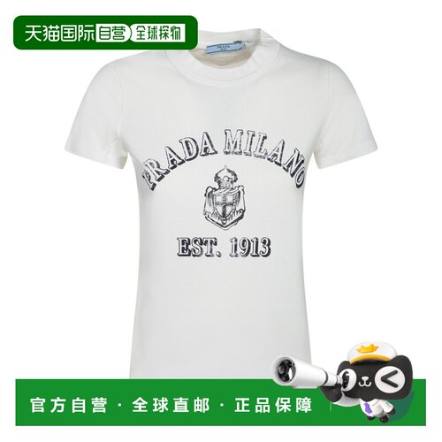 香港直邮PRADA 女士T恤 3557B16XQF0009 SS2025 白色 T-SHIRT