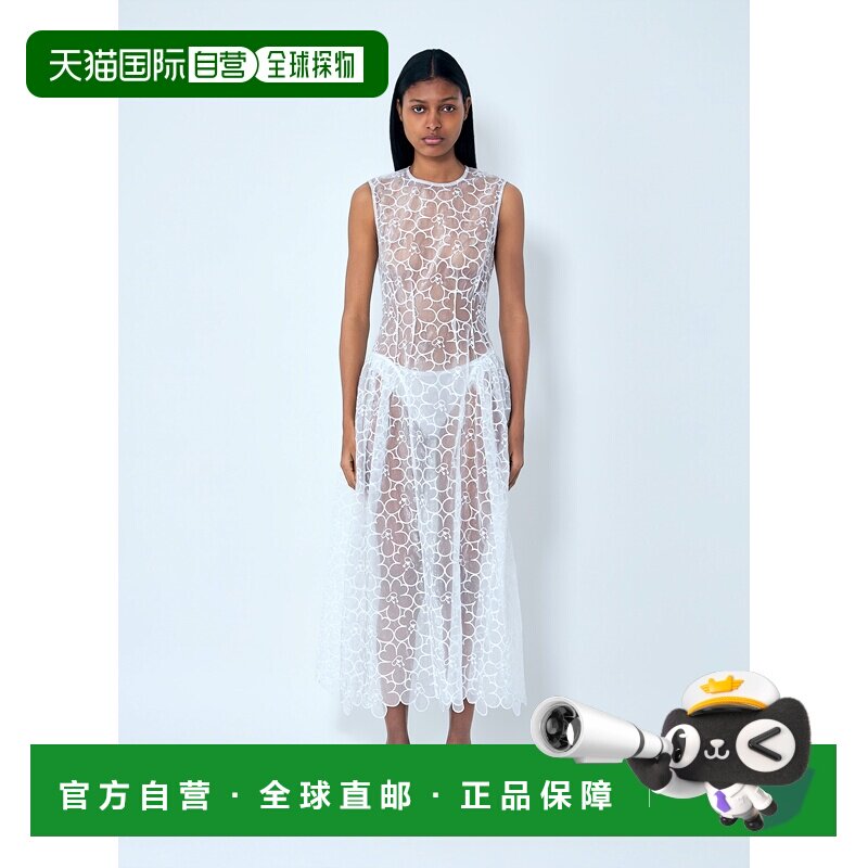 1h可退 香港直邮Cecilie Bahnsen 女士 无袖蕾丝中长连衣裙 425RT