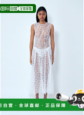 1h可退 香港直邮Cecilie Bahnsen 女士 无袖蕾丝中长连衣裙 425RT