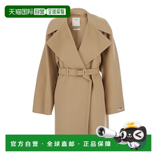 1h可退 香港直邮Sportmax 斯宝麦斯 女士 Coat Lapels 浅褐色宽松