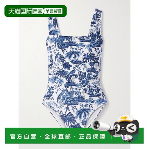 1h可退 香港直邮Staud 女士 Adelaide 拼接印花再生泳衣 S25V5103