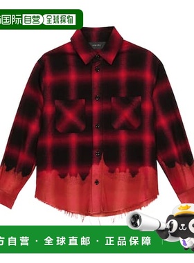 1h可退 香港直邮AMIRI 女童 磨破格纹法兰绒衬衫童装 colorful花