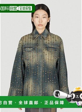 1h可退 香港直邮Blumarine 蓝色情人 女士 铆钉牛仔夹克 4J019AC6