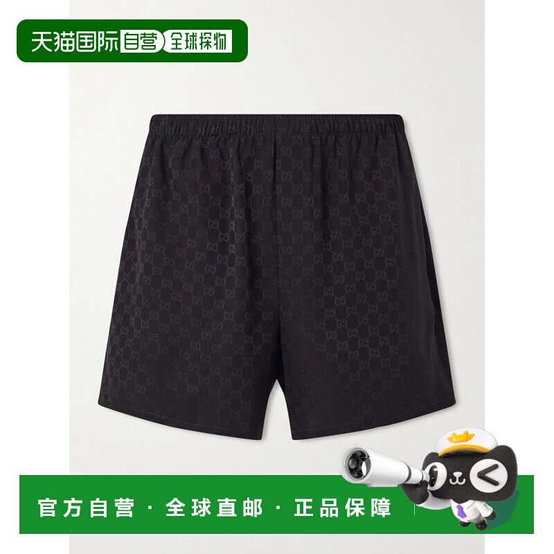 1h可退 Gucci 古驰 男士 直筒Logo提花真丝短裤 864355ZA