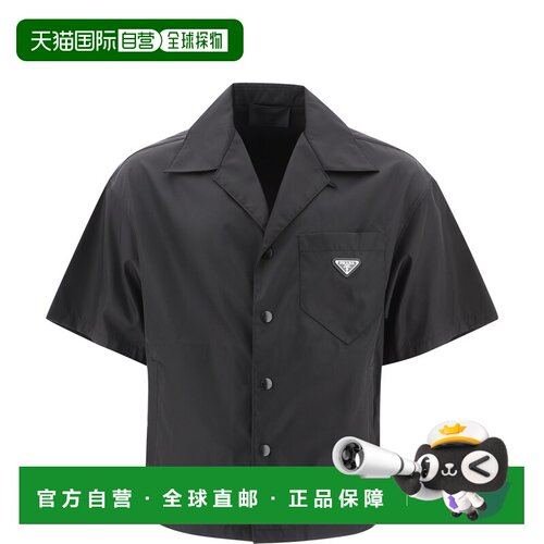 香港直邮PRADA 男士衬衫 SC4491WQ8F0002 AW2026 黑色 Logo nylon